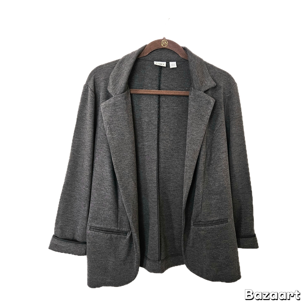 Cato Womens Gray Blazer Professional Office Jacket Sz L
